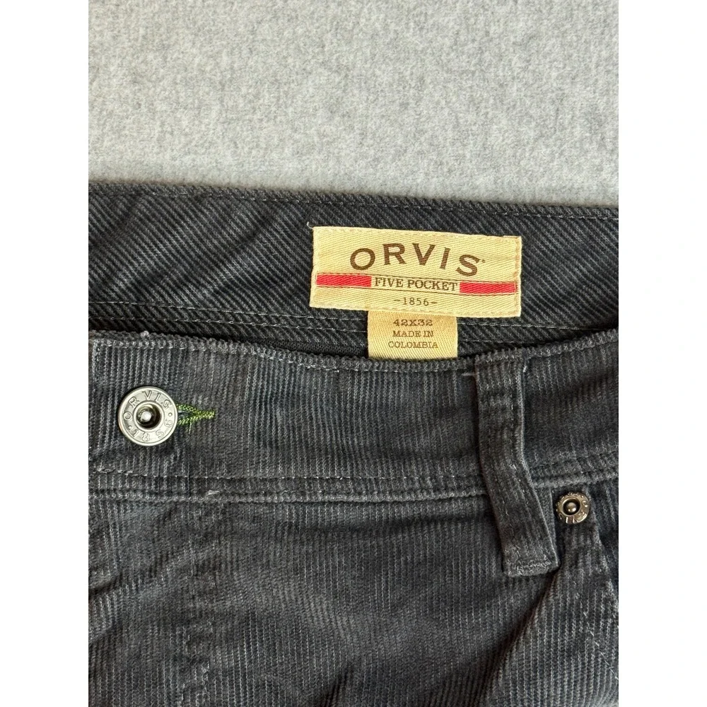 Orvis Mens Five Pocket Corduroy Pants Charcoal Gray Straight Leg 42x32